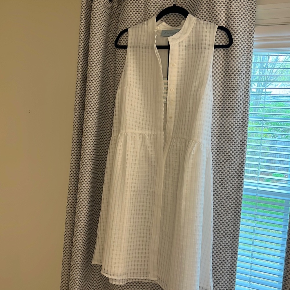 Tuckernuck White Burnout Sleeveless Royal Shirt Dress Medium *tags not attached